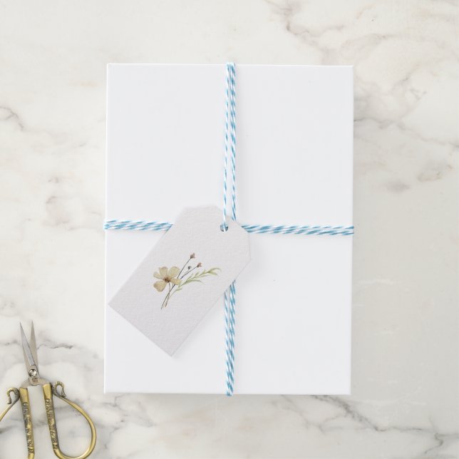 Romantic Field Flower Wedding Gift Tag (With Twine)