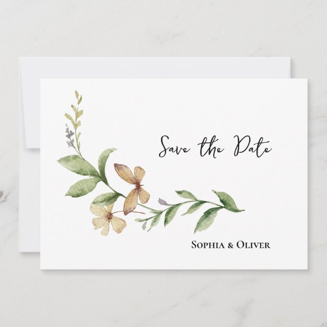 Romantic Field Flower Wedding Save the Date Invitation (Front)