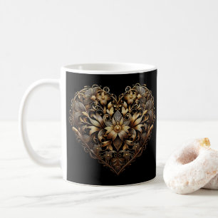 Romantic filigree gold heart. Valentines Day Love Coffee Mug