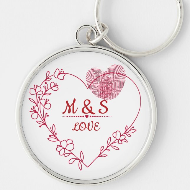 Romantic Fingerprint Heart Keychain (Front)