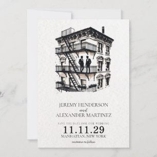 Romantic Fire Escape Grooms Save The Date