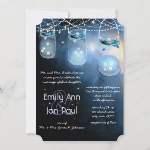 Romantic Firefly Mason Jar Wedding Invitation