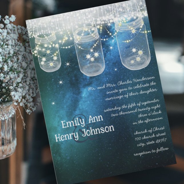 Romantic Firefly Mason Jar Wedding Invitation (Creator Uploaded)