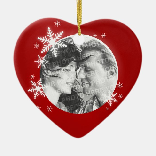 Romantic First Christmas Photo ornament (Front)