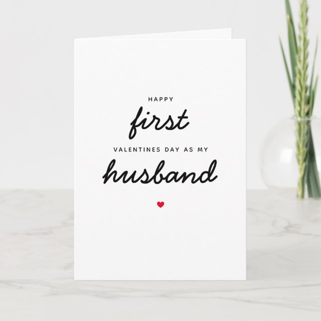 Romantic First Valentines Day As My Husband Hubby Card (Front)