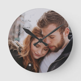 Romantic First Year Custom Photo Round Clock