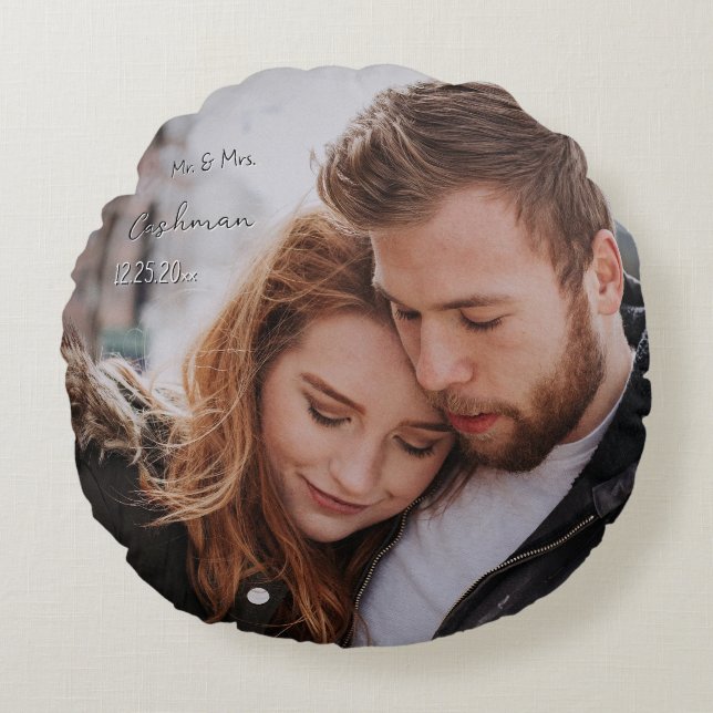 Romantic First Year Custom Photo Round Cushion (Front)