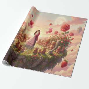 Romantic Floating Island in the Sky Fantasy Scene Wrapping Paper