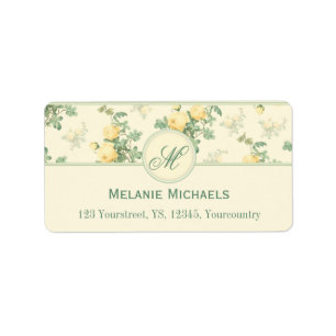 Romantic floral address labels yellow roses