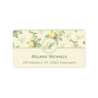 Romantic floral address labels yellow roses