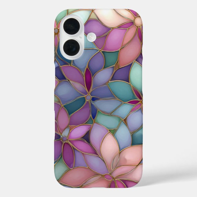 Romantic Floral Aesthetic Stained Glass Phone Case (Back)