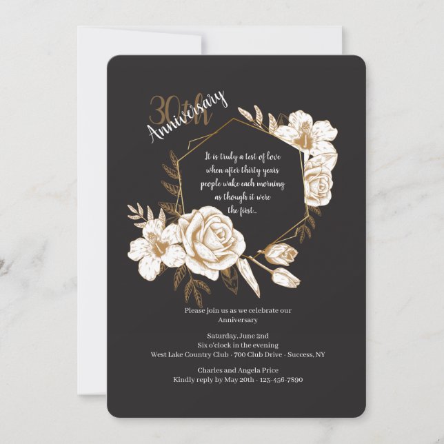 Romantic Floral Anniversary Invitation (Front)