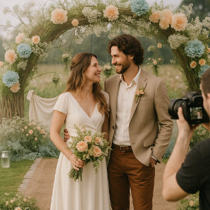 Romantic Floral Arch Garden Wedding Backdrop Tapestry