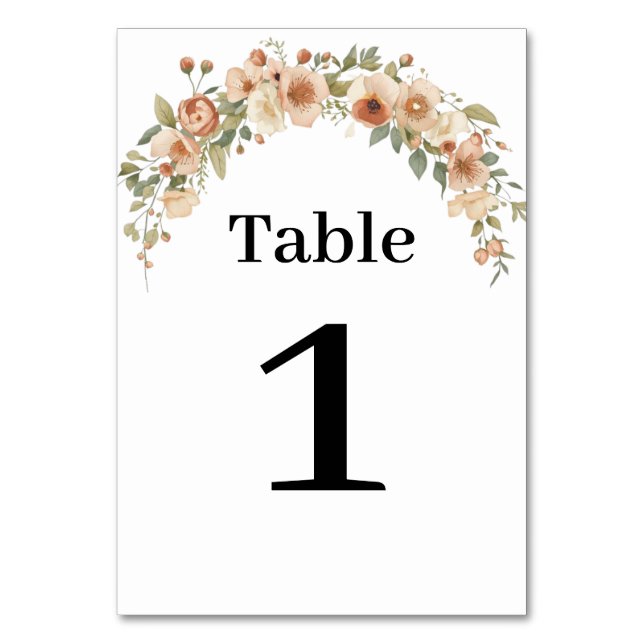 Romantic Floral Arch Table Number  (Front)