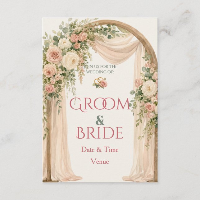 Romantic Floral Arch Wedding Invitation (Front)