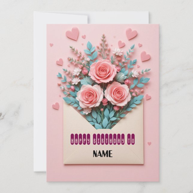 Romantic Floral Birthday Card (Front)