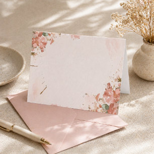 Romantic Floral Blank Greeting Card Watercolor