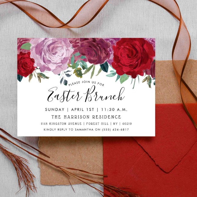 Romantic Floral Blooms Easter Brunch Invitation (Creator Uploaded)