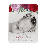 Romantic Floral Blooms Photo Birth Announcement