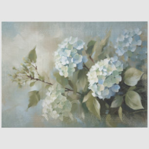 Romantic Floral Blue Hydrangea Vintage Decoupage Tissue Paper