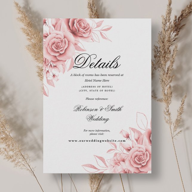 Romantic Floral Blush Pink Wedding Details Enclosure Card (Romantic Floral Blush Pink Wedding Details Enclosure Card)