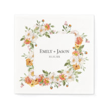 Romantic floral botanical wedding custom napkins
