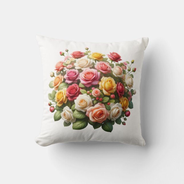 Romantic Floral Bouquet Cushion (Front)