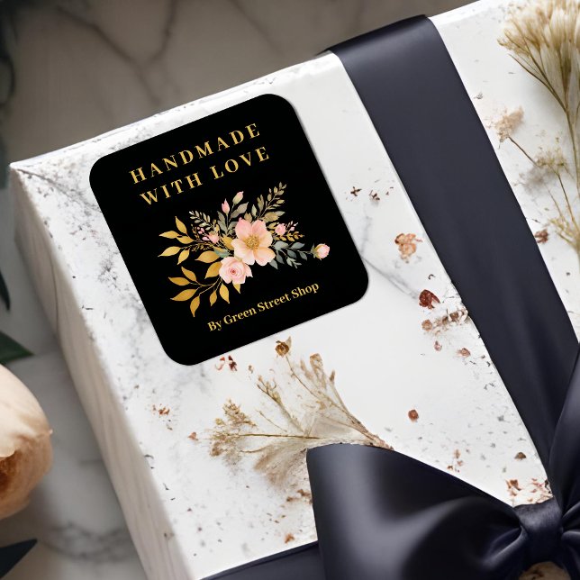 Romantic Floral Bouquet in Pink Shades Handymarker Square Sticker (Romantic Floral Bouquet in Pink Shades for Handymaker and other Artisans Square Stickers. )