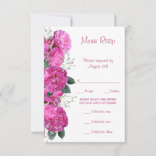 Romantic Floral Bouquet Wedding Menu RSVP