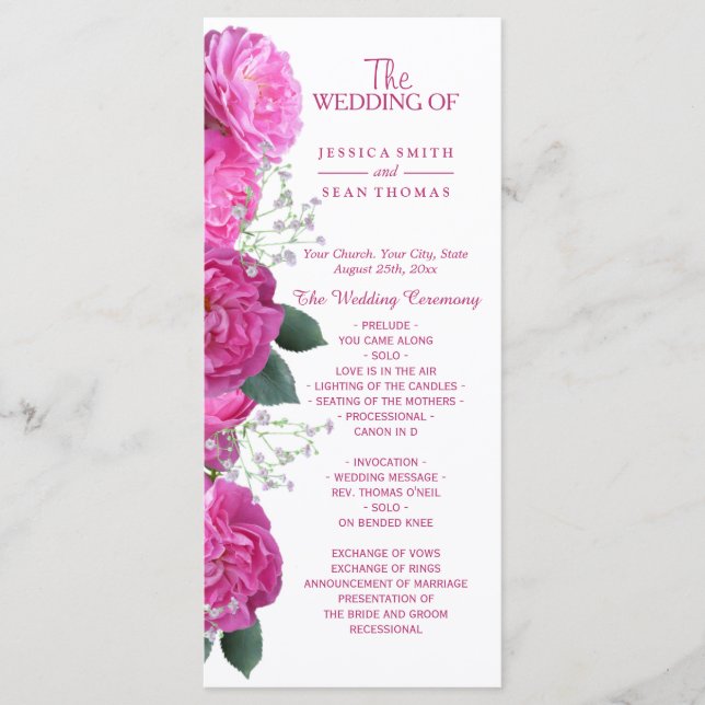 Romantic Floral Bouquet Wedding Program (Front)