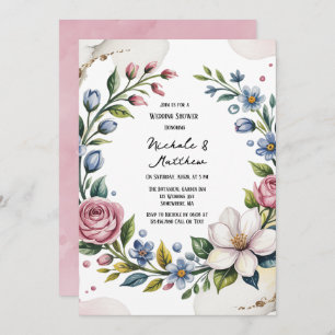 Romantic Floral Bouquet Wedding Shower Invitation