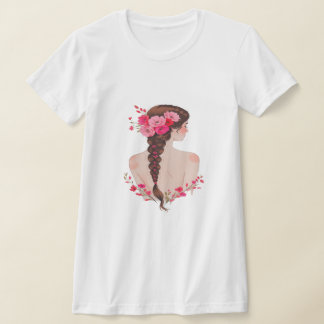 Romantic Floral Braid with Roses – Elegant Artisti T-Shirt