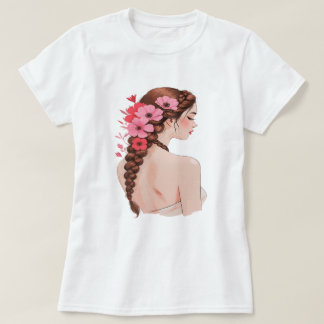 Romantic Floral Braid with Roses T-Shirt