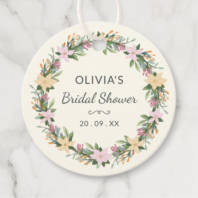 Romantic Floral Bridal Shower Label (Front)