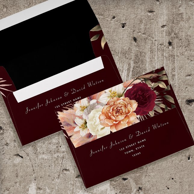 Romantic Floral Burgundy Wedding  Envelope (Creator Uploaded)