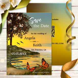 Romantic Floral Butterfly Save the Date Card