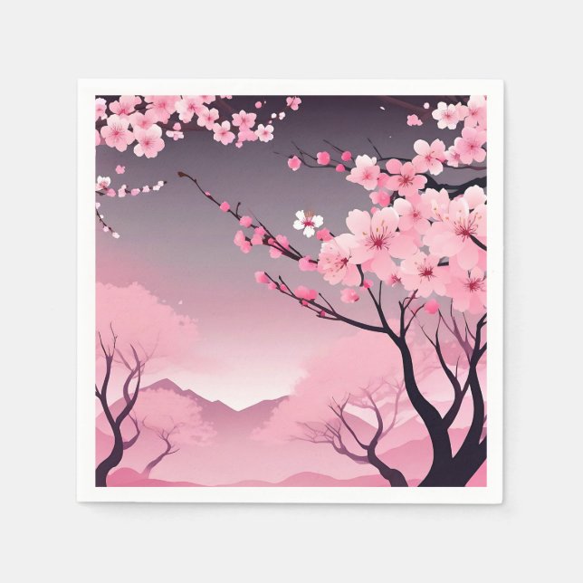 Romantic Floral Cherry Blossom Napkin (Front)