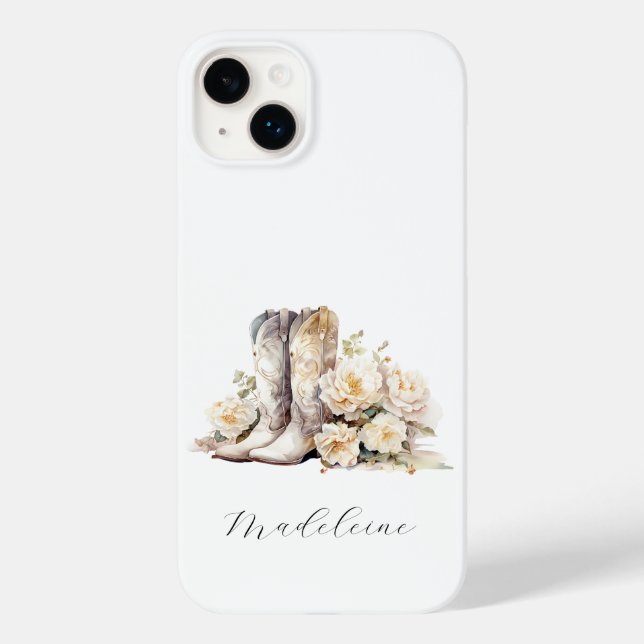 Romantic Floral Cowgirl Boots Peonies Case-Mate iPhone Case (Back)