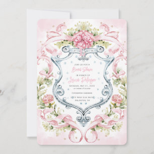 Romantic Floral Crest Monogram Bridal Invitation