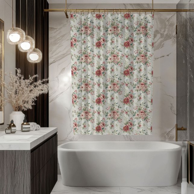 Romantic Floral Curtain Pastel Vintage Accent (Romantic Floral Curtain Pastel Vintage Accent)