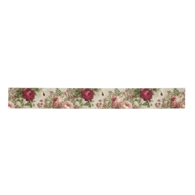 Romantic Floral Design Satin Ribbon (Front)