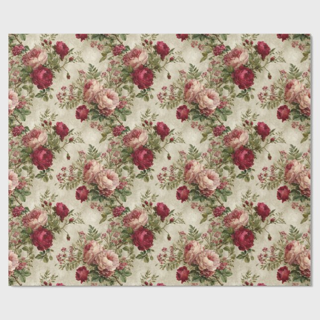 Romantic Floral Design Wrapping Paper (Flat)