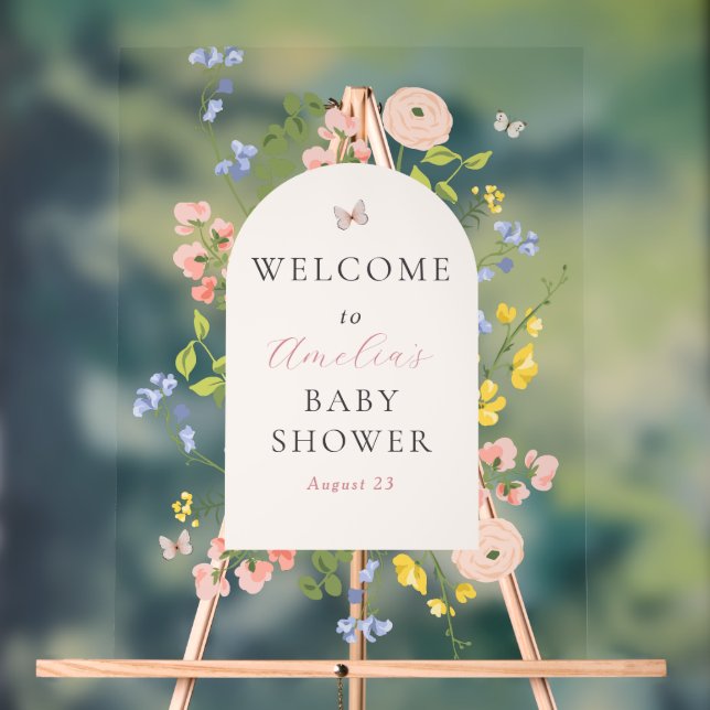Romantic Floral Elegance Baby Shower Welcome Sign (Neutral)
