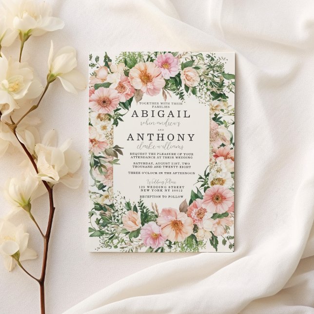Romantic Floral Elegance - Garden Blossoms Wedding Invitation (Romantic Floral Elegance - Garden Blossoms Wedding )