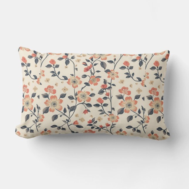 Romantic Floral Elegance Lumbar Cushion (Front)