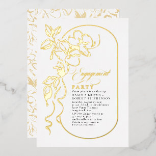 Romantic Floral Elegant Engagement Party Gold