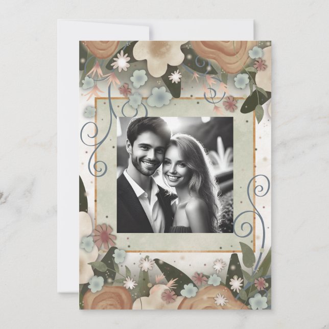 Romantic Floral Elegant Modern Inspirivity Wedding Save The Date (Back)