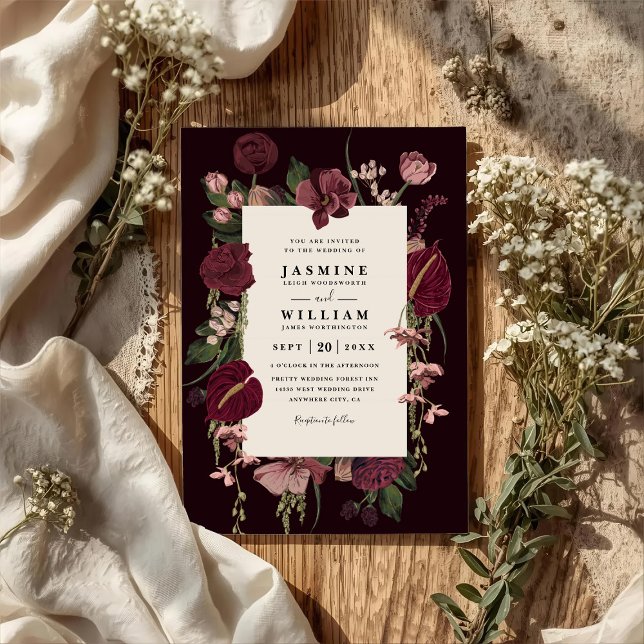 Romantic Floral Elegant Modern QR Code Wedding Invitation (Creator Uploaded)