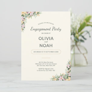 Romantic Floral Engagement Party Invitation