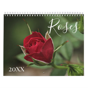 Romantic floral flowers roses calendar